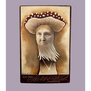 Mushroom Maiden Altered Art Victorian Cabinet Card Photo Painting by Dee Sprague